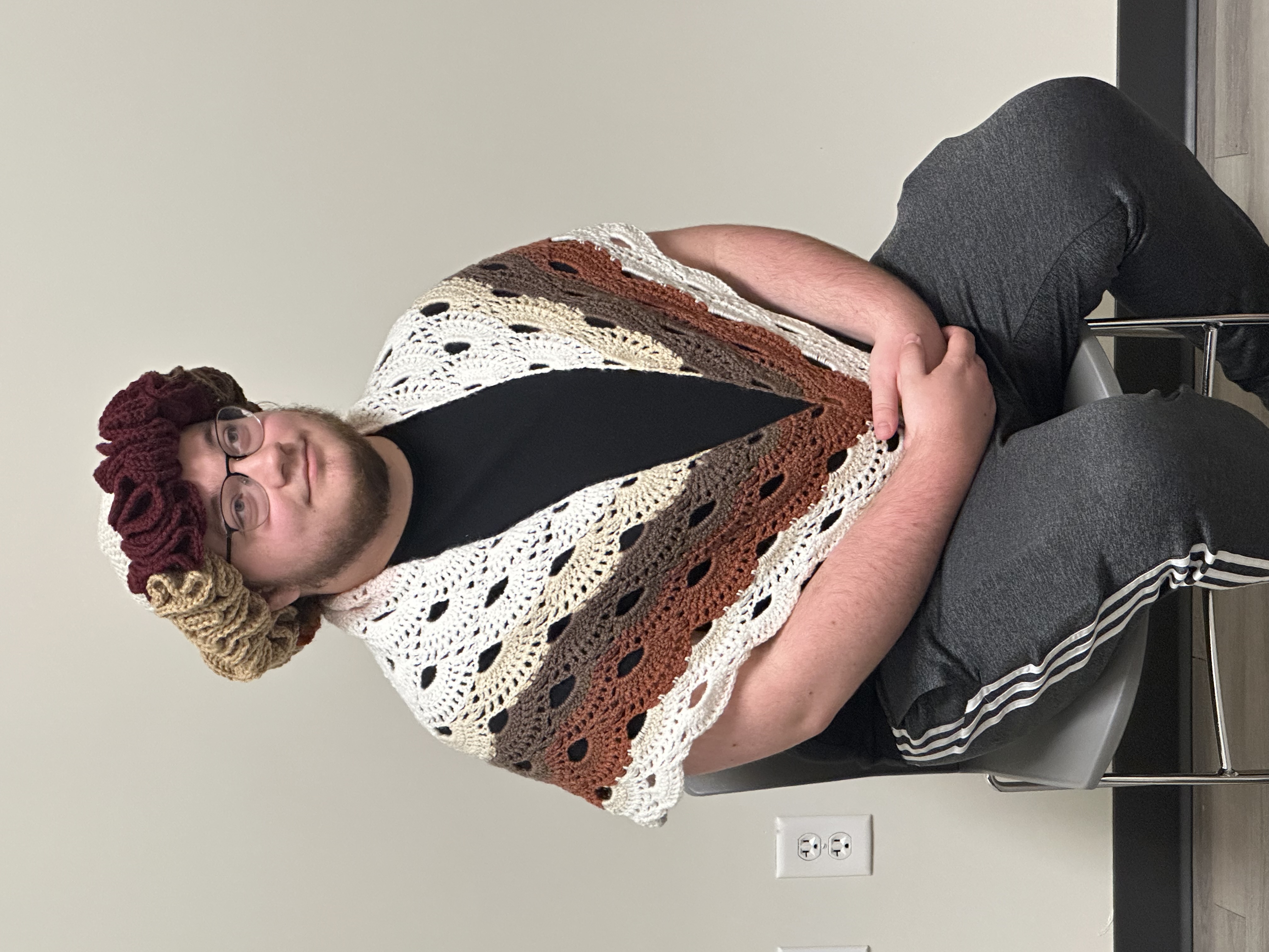 Model wearing women's off-white cotton crewneck tee.